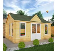 5.3mx4m Mercia Clock Tower Log Cabin - 44mm Logs - 44mm Logs - UPVC Windows and Door - White