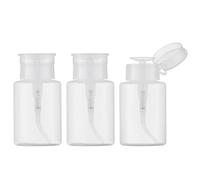 5.3oz Nail Polish Remover Bottle, Push Down Pump Alcohol Dispenser, Empty Makeup Acetone Containers (3PCS, Clear)