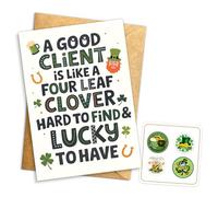 (5.3x8in) A Good Client is Like a Four Leaf Clover Sticker, Greeting Card Blank Inside with Envelope, Perfect for Business Professionals, Client Appreciation Gifts for St. Patrick’s Day (STP6)