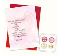 (5.3x8in) Christian Valentine’s Day Card with Scripture, Faith-Inspired Heart Greeting Featuring John 3:16 Message, Spiritual Love Stationery Couples Friends Family, Blank Inside with Envelope (Vlt7)