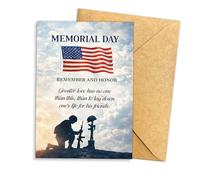 (5.3x8in) Memorial Day Remember and Honor, Patriotic Military Remembrance Card, Inspirational Quote Tribute Card for Fallen Heroes, Veterans and Military Families, Memorial Day Greeting Card, Single