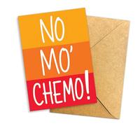 (5.3x8in) No Mo' Chemo! Motivational Cancer Survivor Greeting Card, Blank Inside with Envelope, Celebratory Gift for Cancer Fighters, Encouraging Card for Beating Chemo and Winning the Fight (WC22)