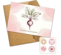 (5.3x8in) Stay Strong, You Can Beet This, Motivational Cancer Support Greeting Card, Blank Inside with Envelope, Empowering Gift for Cancer Fighters and Survivors, Card for World Cancer Day (WC10)