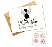 (5.3x8in) Thank You for Helping Me Say Goodbye Cat Greeting Card, Blank Inside with Envelope and Seal, Cute Angel Cat Design with Wings for Pet Lovers, Gifts for Friends, Family, Animal Lovers (C20)