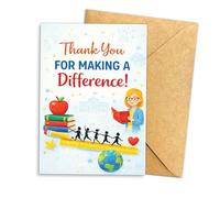 (5.3x8in) Thank You for Making a Difference, Funny and Sweet Teacher Appreciation Card, Heartfelt Message Thank You Card for Teachers, Educators, Mentors, School Gift, Single Folded with Envelope