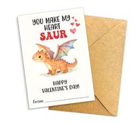 (5.3x8in) You Make My Heart Saur Funny Dinosaur Valentine Greeting Card, Blank Inside with Envelope, Romantic Love Card Gifts Boyfriend Girlfriend Husband Wife for Celebrating Valentine’s Day (Vlt41)