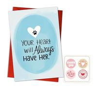 (5.3x8in) Your Heart Will Always Have Her Cat Greeting Card, Blank Inside with Envelope and Seal, Cute Heart and Paw Design for Pet Lovers, Gifts for Friends, Family, Animal Lovers for Sympathy (C11)