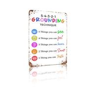5-4-3-2-1 Grounding Technique Metal Colorful Fun Aluminum Sign Wall Decor for Study, Yoga Studio, Counseling Room, Café, Reading Nook - 8x12 Inches Practical Mental Wellness-Themed Wall Art (25256)