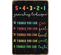 5 4 3 2 1 Grounding Technique Poster Grounding Exercise Print Coping Skill Wall Decor Counselor Poster Therapy Classroom Psychology Art Metal Tin Signs Bedroom Garage Cars Sign Wall Decor1 5.5x8 Inch