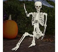 5.4FT Life Size Poseable Skeleton, Halloween Decorations Outdoor Indoor, Realistic Movable Joint Human Bone Skeleton Prop for Halloween Party, Haunted House, Day of the Dead Decor (Standard Skeleton)