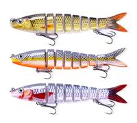 5.4in Fishing Lures Bass Trout - Fishing Gear Bait Accessories for Freshwater and Saltwater - Nine Sections of Biomimicry Swim Baits for Bass Fishing Swim Rapala Fishing Lures (A3)