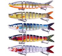 5.4in Fishing Lures Bass Trout - Fishing Gear Bait Accessories for Freshwater and Saltwater - Nine Sections of Biomimicry Swim Baits for Bass Fishing Swim Rapala Fishing Lures (A5)