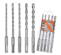 5.5-10mm SDS Plus Rotary Hammer Drill Bit Set, 5Pcs SDS Masonry Drill Bits | SDS Plus Shank, 4-Cutter Tungsten Carbide Tip, 5.5/6/6.5/8/10mm x 160mm Cross Drill Bits for Wall Stone Concrete Brick Cement