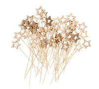 5.5" 50pcs Star Cocktail Picks, Gold Star Toothpicks for Appetizers Decorative Cocktail Food Sticks Cocktail Garnish Skewers Long for Fruits, Snack, Drink, Birthday Party Supplies Decoration