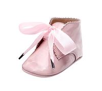 5.5 Baby Girl's First Walking Shoes with Bowknot Mary Jane Shoes Elastic Band Soft-Soled Cotton Newborn Loafers Moccasin Flat Shoes Infant Toddler Prewalker Crib Shoes 1#Pink