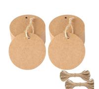 5.5 CM Round Kraft Paper Gift Tags - 100PCS Kraft Paper Labels, Blank Hang Tags with Jute String for DIY Crafts, Small Business, Wedding, Thank You, Packaging