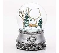 5.5 Cottage With Tree Glitter Silver Base 100mm Dome Plays I'll Be Home For Christmas by Roman by Roman
