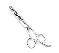 5.5" Hair Thinning Scissors Barber Scissors Professional Sharp Hairdresser Hair Thinning Shears 28 Teeth 440C Silvery Convex Edge Blade Blind Hole KINSARO for Hairdresser Barber or Home Use