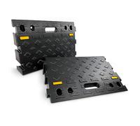 5.5" high 2-Piece Portable Automotive Curb Ramp, Heavy-Duty Plastic Threshold Ramp Track Interlocking Step Ramp Structure 3000 Lbs Load Capacity for Cars, Wheelchairs, Bikes, Motorcycles