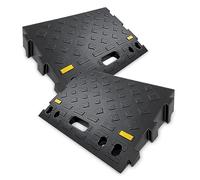 5.5" high 2-Piece Portable Automotive Curb Ramp, Heavy-Duty Plastic Threshold Ramp Track Interlocking Step Ramp Structure 3000 Lbs Load Capacity for Cars, Wheelchairs, Bikes, Motorcycles