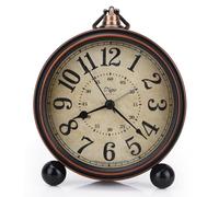 5.5 inch Black European Style Retro Silent Desk Alarm Clock Non-Ticking Whisper Battery Operated, HD Glass Face, Easy to Read for Indoor Decor
