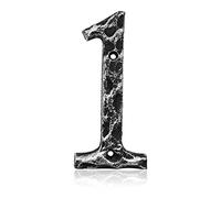 5.5 Inch House Numbers- Unique Cast Iron Metal Address/Mailbox Number for Outside or Front Door, Handmade Antique Silver Finish, Number 1
