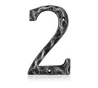 5.5 Inch House Numbers- Unique Cast Iron Metal Address / Mailbox Number for Outside or Front Door, Handmade Antique Silver Finish (Number 2)