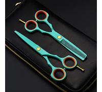 5.5-Inch Japan 440C Steel Barber Scissors & Thinning Shears Set - Light Green Ergonomic Design for Precision Hair Styling(Set with Bag)
