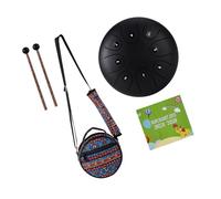 5.5 Inch Mini Steel Tongue Drum, Handpan Drum Percussion Instrument with Mallets Carry Bag for Meditation Yoga Zazen Musical Education (Black)