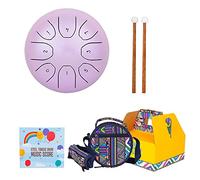 5.5 Inch Steel Tongue Drum 8 Notes, For Kids And Adults With Rubber Mallets, Finger Picks And Padded Travel Bag, For Meditation Musical Education (Color : Purple)