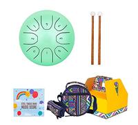 5.5 Inch Steel Tongue Drum 8 Notes, For Kids And Adults With Rubber Mallets, Finger Picks And Padded Travel Bag, For Meditation Musical Education (Color : Green)