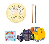 5.5 Inch Steel Tongue Drum 8 Notes, For Kids And Adults With Rubber Mallets, Finger Picks And Padded Travel Bag, For Meditation Musical Education (Color : Yellow)