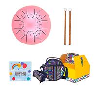 5.5 Inch Steel Tongue Drum 8 Notes, For Kids And Adults With Rubber Mallets, Finger Picks And Padded Travel Bag, For Meditation Musical Education (Color : Pink)