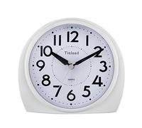 5.5" Large Analog Alarm Clock Silent Non Ticking, Gentle Wake, Beep Sounds, Increasing Volume, Battery Operated Snooze and Manual Light, Easy Set,White(Best for Elder)