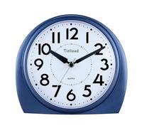 5.5" Large Analog Alarm Clock Silent Non Ticking, Gentle Wake, Beep Sounds, Increasing Volume, Battery Operated Snooze and Manual Light, Blue