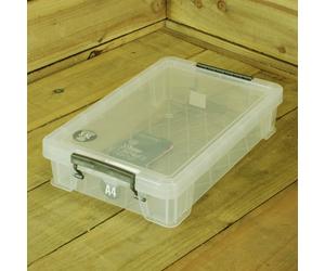 5.5 Litre A4 Transparent Plastic Storage Box with Lid - Heavy-Duty, Clip-Lock, Stackable Desk Tidy 350x190x120mm