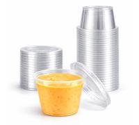 5.5 oz Clear Plastic Souffle Cups, BPA Free Portion Cups with Lids, 50 Sets