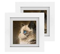 5×5" Photo Frames Square Picture Frames, Set of 2 with Acrylic Glass For Wall Mounted & Desk Top, Black 3D Photo Frame Box, Small Display Case for Crafts, Keepsakes, Wedding, Graduation (white)