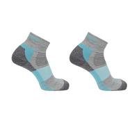 (5.5 UK-7 UK, Grey/Blue) Salomon Mens Merino Wool Ankle Socks (Pack of 2)
