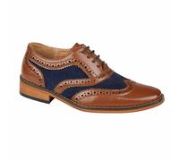 (5.5 UK, Tan/Navy) Goor Boys 5 Eye Brogue Oxford Shoe