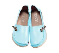 5.5 Women's Loafers & Moccasins Comfort Walking Cute Flat Loafer Soft Cowhide Leather Loafer Flat Shoes Slip-Ons Ladies Loafers Cowhide Mother's Shoes B0/Sky Blue