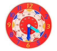 5.5" Wooden Watch Model Learning Board Time Cognitive Education with Movable Hour Minute Hand for Toddlers, Kids, Kindergarten, Preschool, Teachers, Kids Math