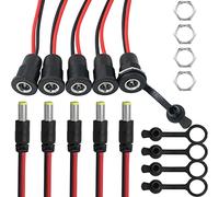 5.5 x 2.1 mm DC Power Jack Socket LUORNG 5Set 50V 5A 2.1mm x 5.5 mm Male and Female Panel Mount Connector Adapter with Pre-soldered Wires and Waterproof Plug for MP3 Phone Audio Video CCTV