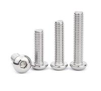 5-50pcs ISO7380 M2 M2.5 M3 M4 M5 M6 M8 304 A2 Round Stainless Steel Or Black 10.9 Grade Hex Socket Button Head Allen Bolt Screw (Color : 304_6MM_M6(10PCS))