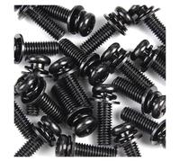 5-50pcs M2 M3 M4 M5 M6 M8 Black Zinc Plated Round Head Screws with Flat Washers Spring Washers Pan Head Screws Three Combination(8mm,M2 (30Pcs))