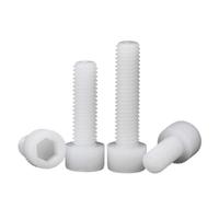 5~50pcs M3 M4 M5 M6 M8 M10 Black/White Nylon Hexagon Hex Socket Head Screw Cup Knurled Plastic Bolt For Insulation Use For Home, Electronic, Machine(White,25MM_M6 (20PCS))