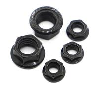 5-50pcs M3 M4 M5 M6 M8 M10 M12 Hexagon Flange Nut Black Carbon Steel Flange Lock Nut Serrated Slip Locking Nut(M8 10pcs)