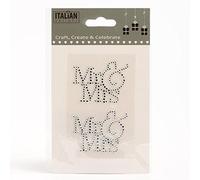 5.5cm x 4cm Mr & Mrs - Self Adhesive Diamante Rhinestone Gem Craft Wedding Sticker (2 Pieces)