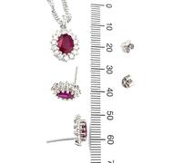 5.5ct Designer Certified Something Red Ruby Diamond Pendant Necklace Earrings for women 18kt White Gold Sterling Silver HANDMADE Jewelry Diamond and Red Ruby Bridal gift for Bride Wedding