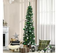 5.5FT Artificial Snow Dipped Christmas Tree Xmas Holiday Pencil Tree HOMCOM Green One Size
